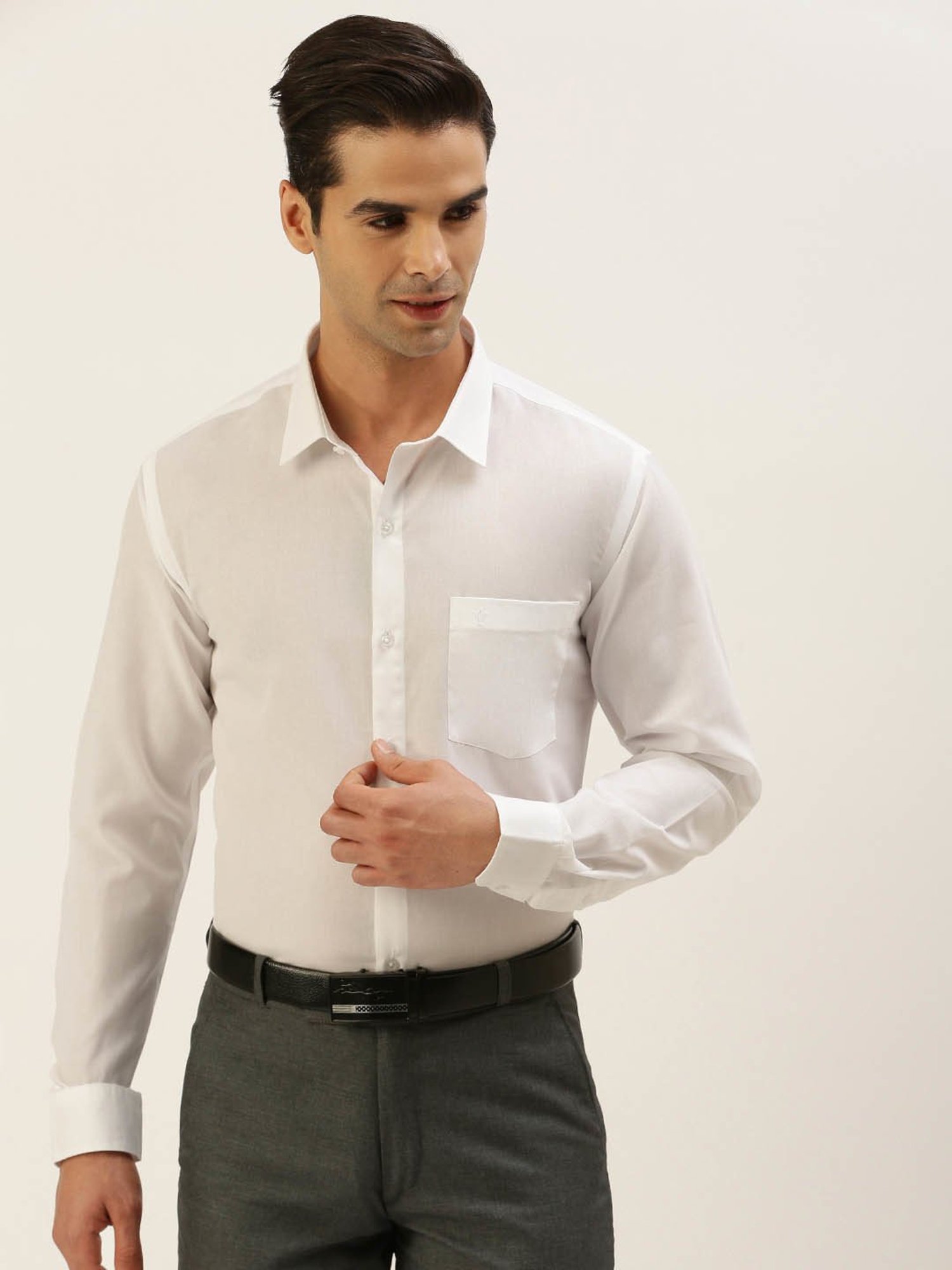 Ramraj White Cotton Regular Fit Shirt
