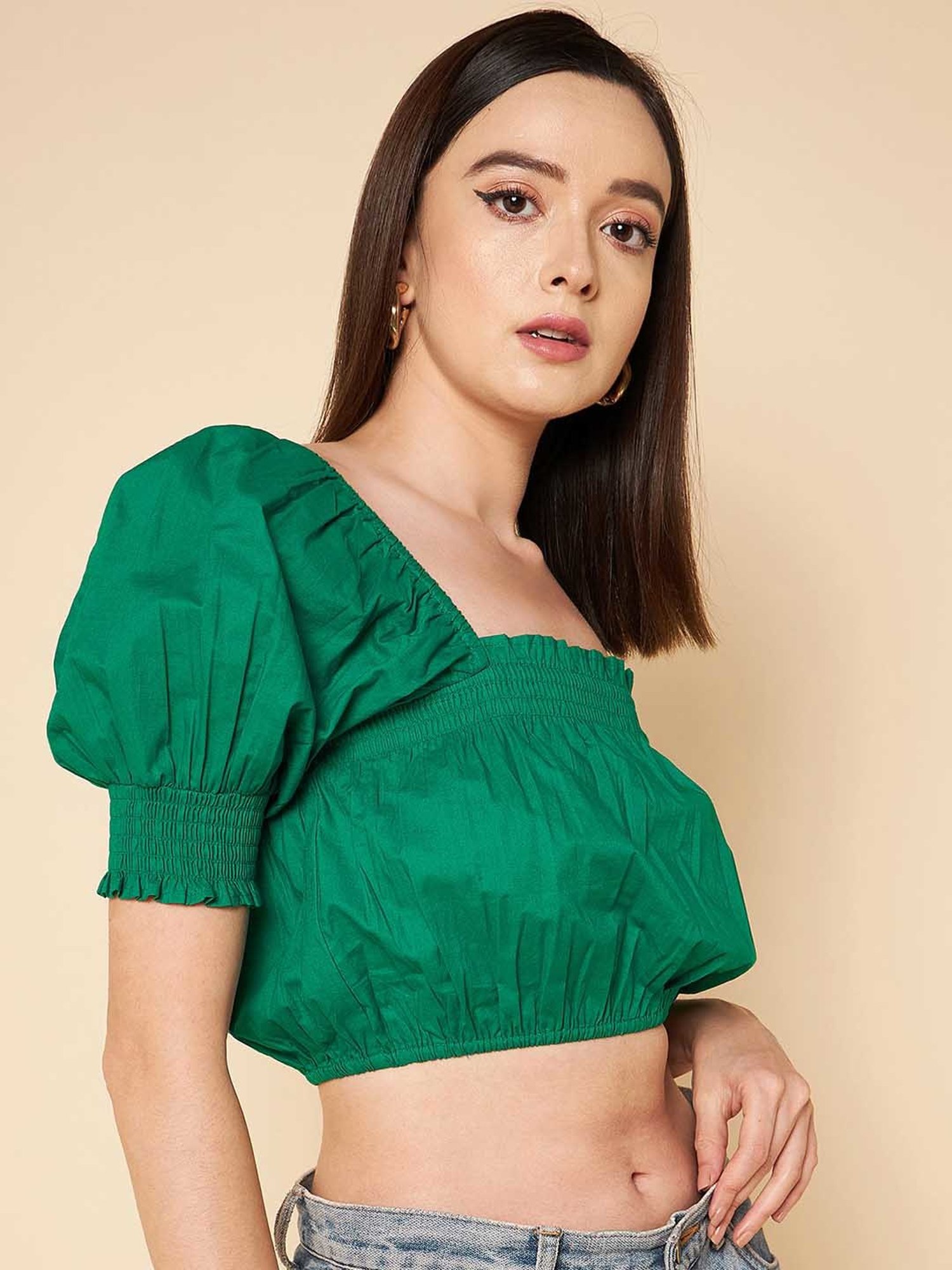 High Star Green Crop Top