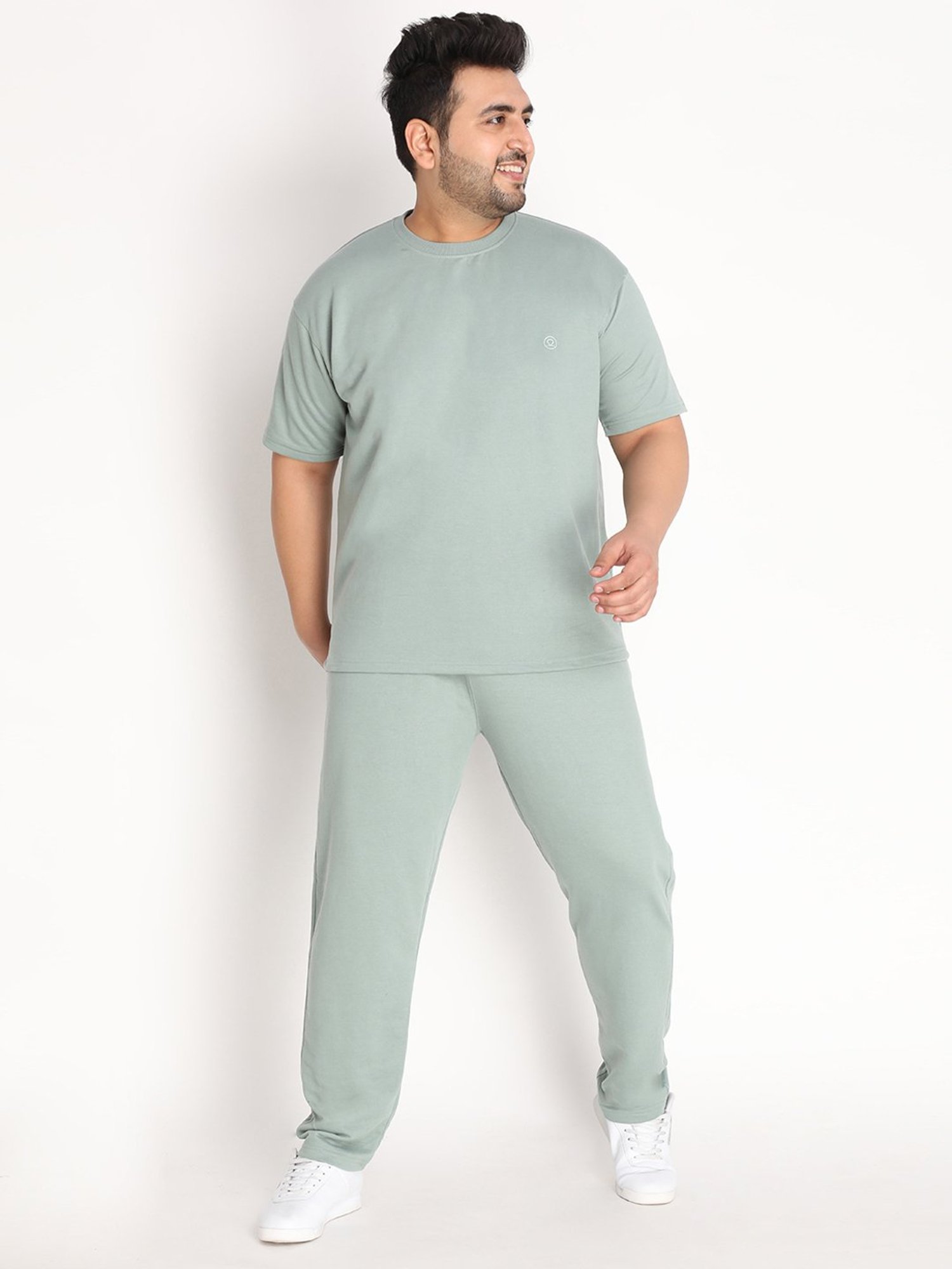 Chkokko Pastel Green Cotton Relaxed Fit Track Suit