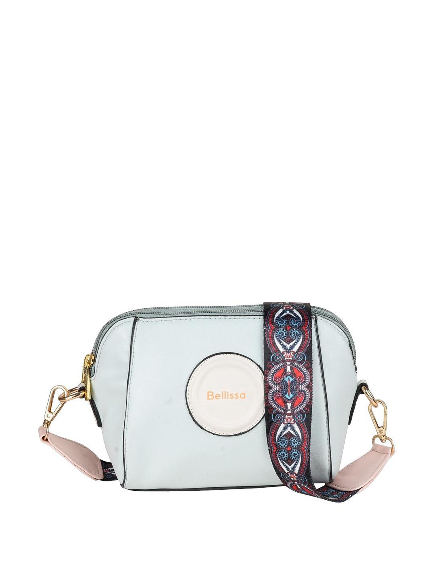 Bellissa Powder Blue PU Solid Sling Handbag