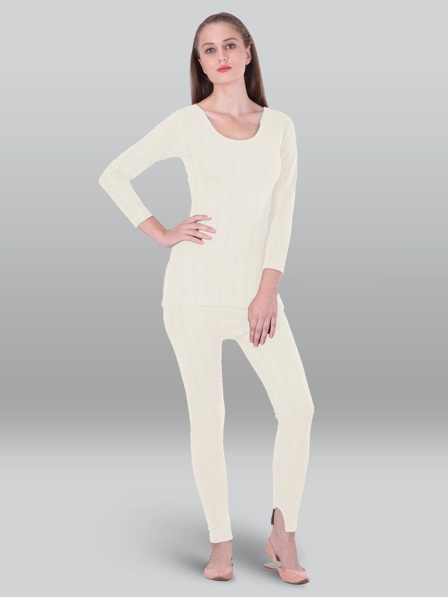 LUX Inferno Grey & Off-White Striped Thermal T-Shirt - Pack Of 2