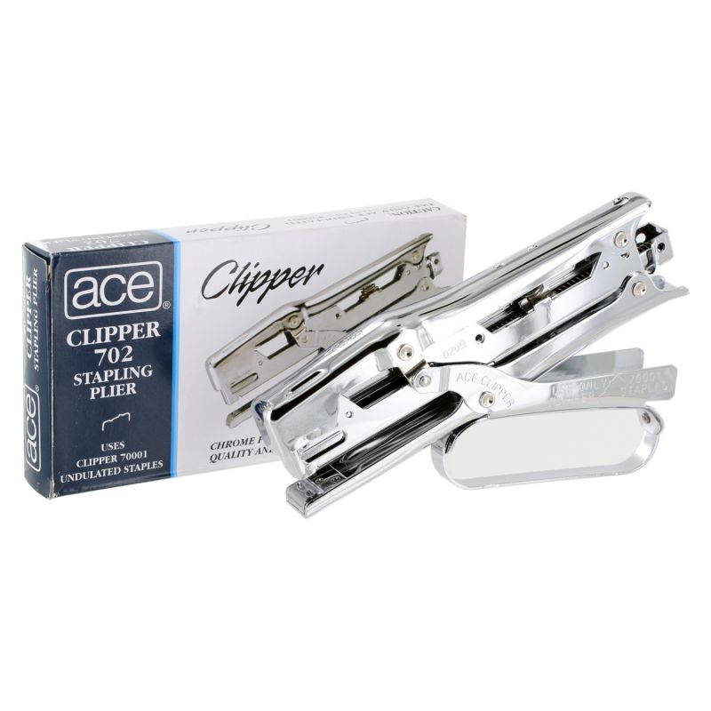 Ace Clipper Stapler Lightweight 210 Staple Capacity Chrome 07020