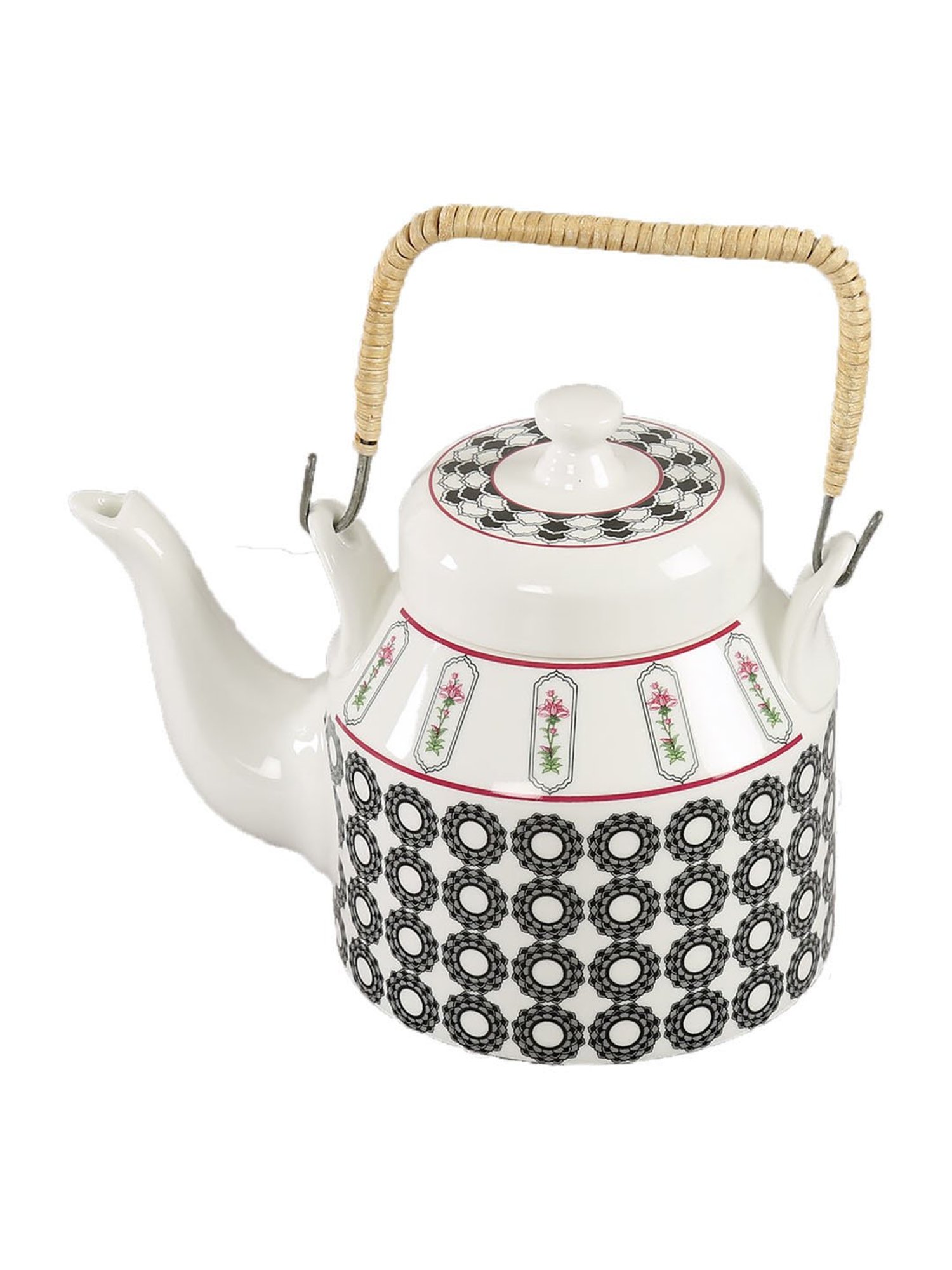 India Circus Multicolor Ceramic Kettle with Lid - Set of 1