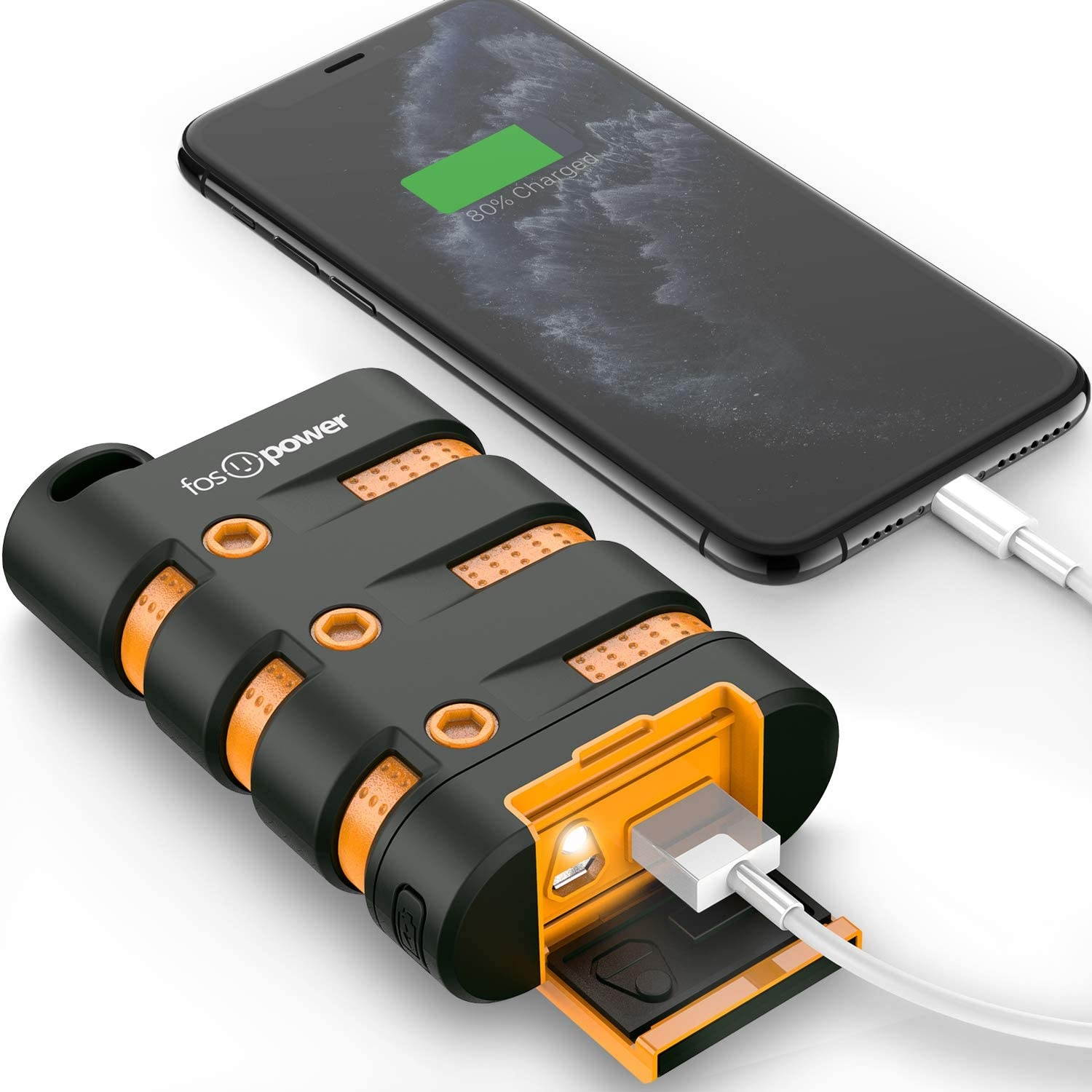 FosPower PowerActive 10200 mAh Power Bank - 2.1A USB Output [Water/Shock/Dust Proof] Rugged Heavy Duty Portable Battery Charger for iPhone/iPad Android Smartphones Tablets & MP3