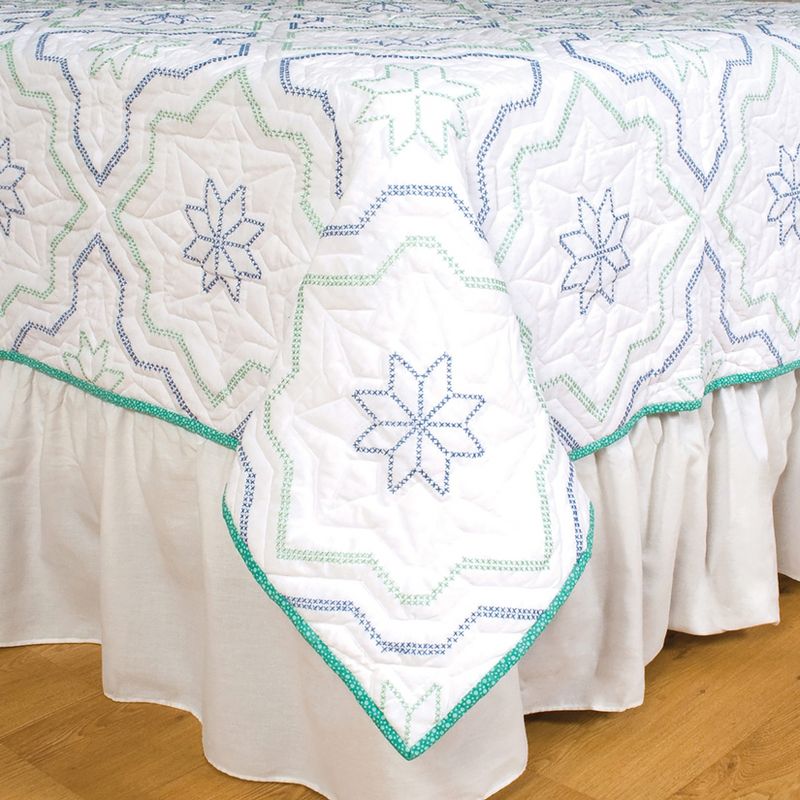 Jack Dempsey Stamped White Quilt Blocks 18"X18" 6/Pkg-XX Interlocking Star