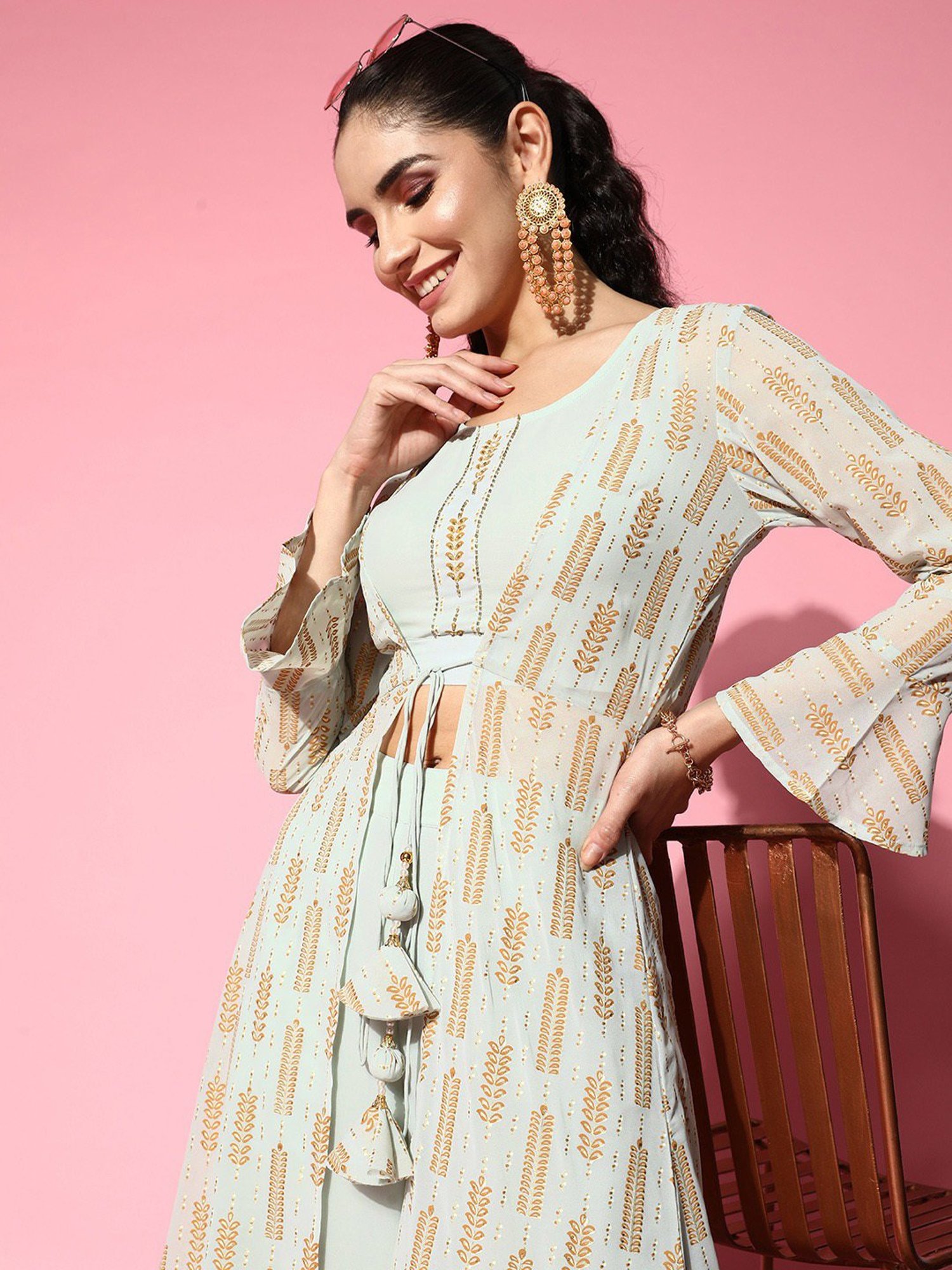 Yufta Sea Green Floral Print Co-ord Set