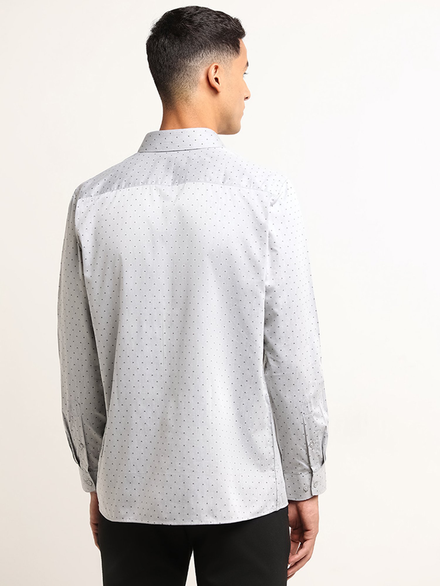 WES Formals by Westside Grey Printed Slim Fit Shirt
