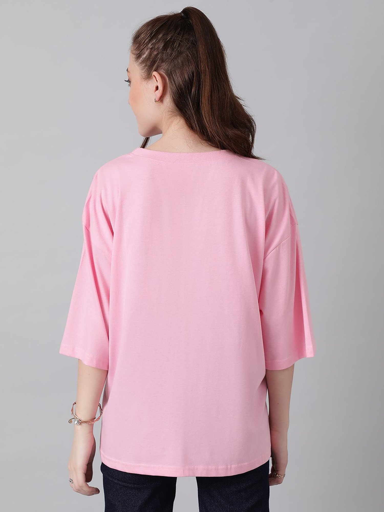 Kotty Pink Relaxed Fit Oversized T-Shirt
