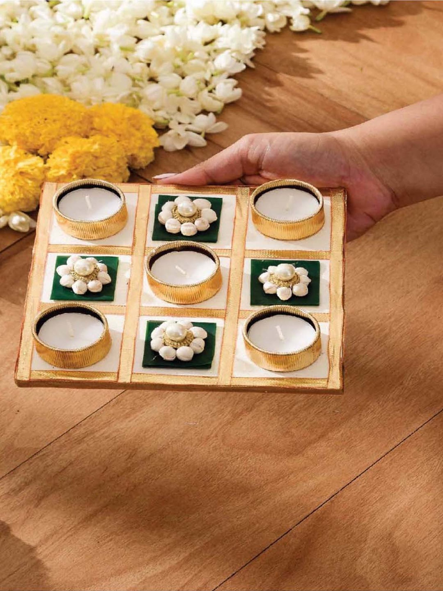 Mason Home Multi Jasmine Square Diya - Medium (Set of 5)