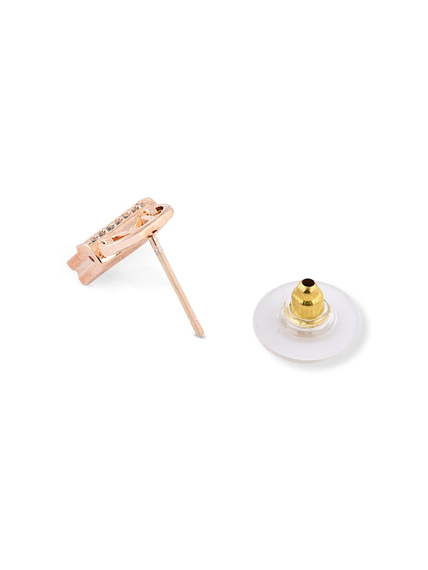 Zaveri Pearls Set of 2 Rose Gold Contemporary Cubic Zirconia Brass Drop & Stud Earrings - ZPFK11132