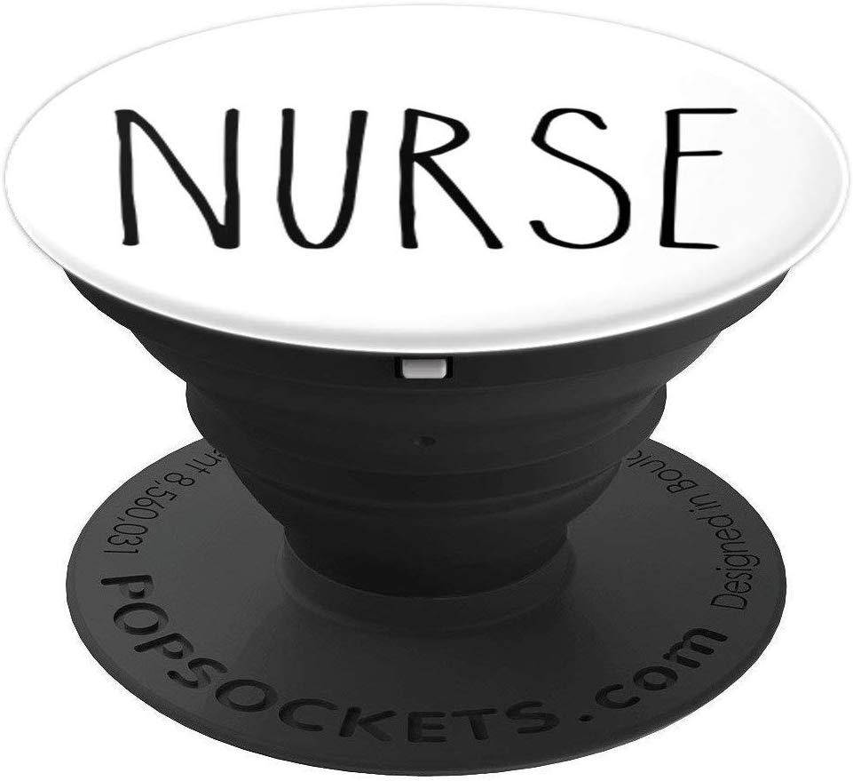 NURSE Rae Inspired Text Title Profession Career Job PopSockets Grip and Stand for Phones and Tablets