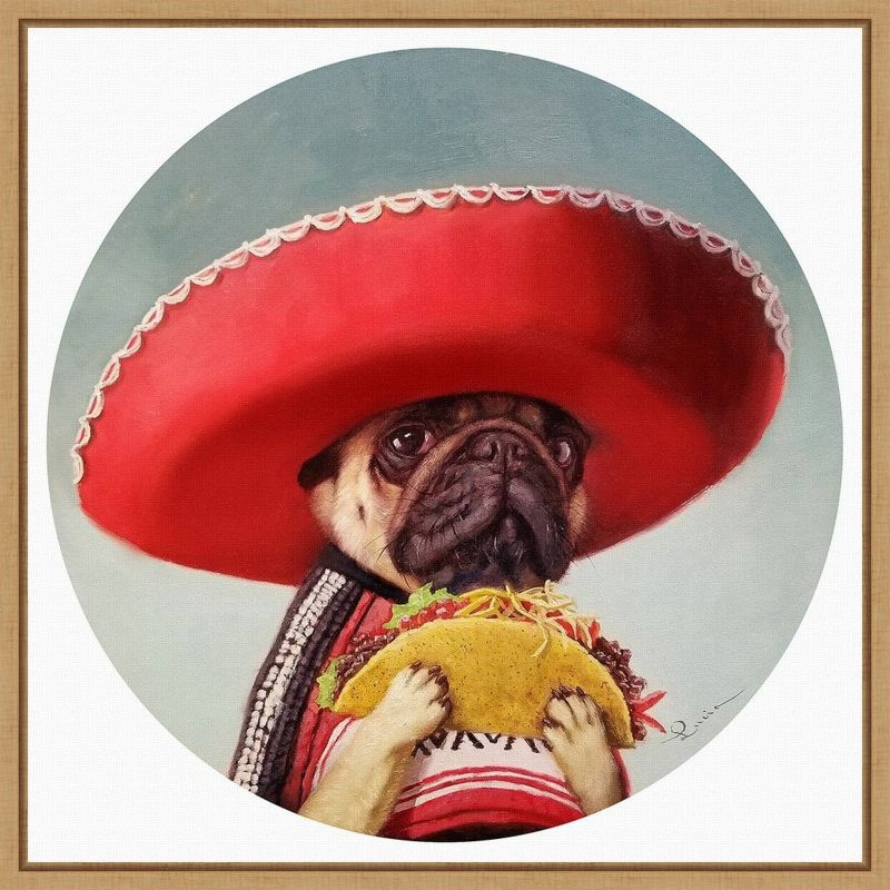 16" x 16" Mi Taco Mi Amigo Dog by Lucia Heffernan Framed Wall Canvas - Amanti Art