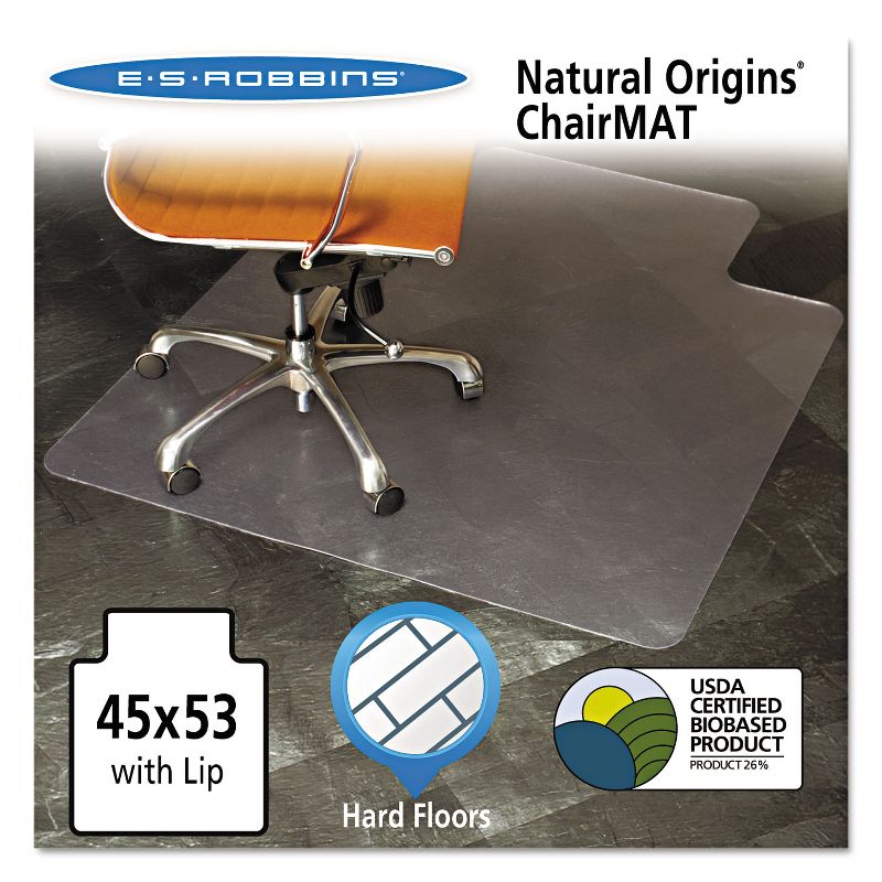 3'9"x4'5" Rectangle Solid Office Chair Mat Clear - ES Robbins