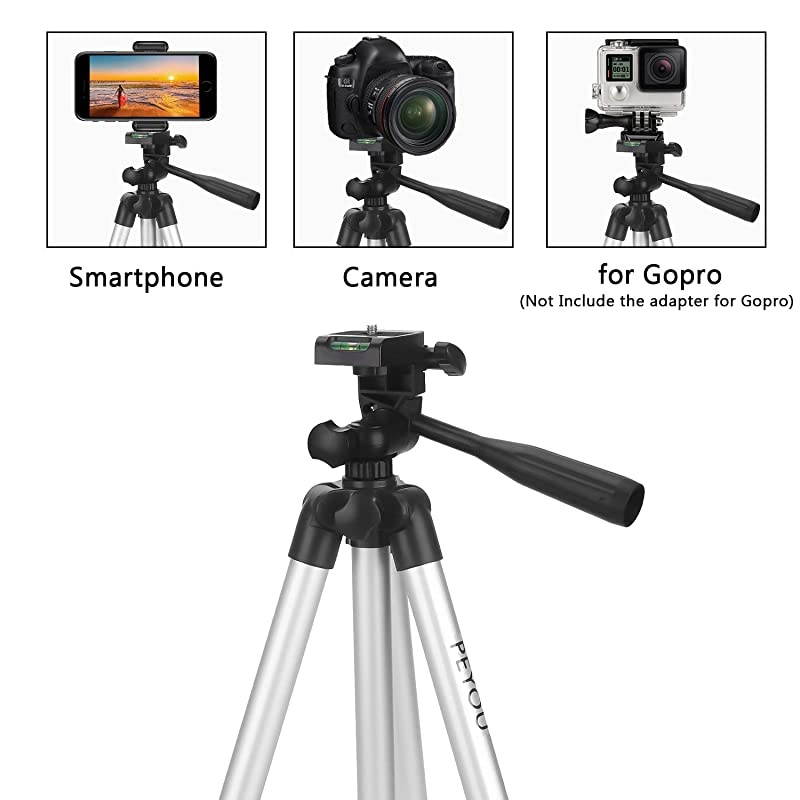 Phone Tripod  50quot Aluminum Lightweight Camera Tripod + Wireless Remote Shutter + Universal Smartphone Holder Mount Compatible for iPhone Xs Max XR X 8 7 6 6S Plusfor Galaxy Note S9 S8 Plus