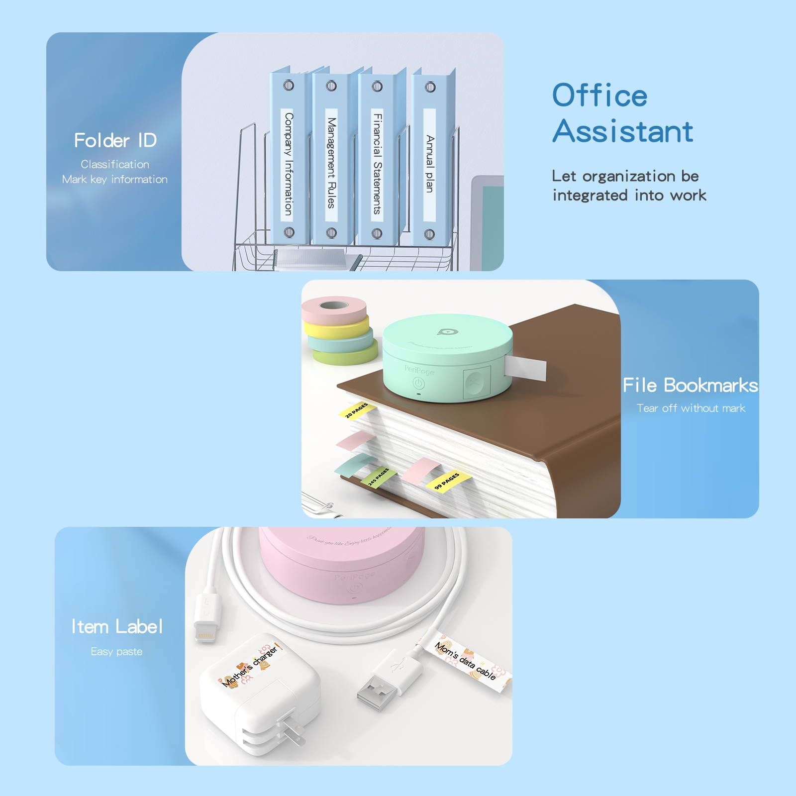 PeriPage L1 Mini Pocket BT Label Maker Sticker Inkless Portable Thermal Label Printer with 1 Roll White Paper Tape Compatible with iOS Android Smartphone for Home Office School Retail Store Name Price