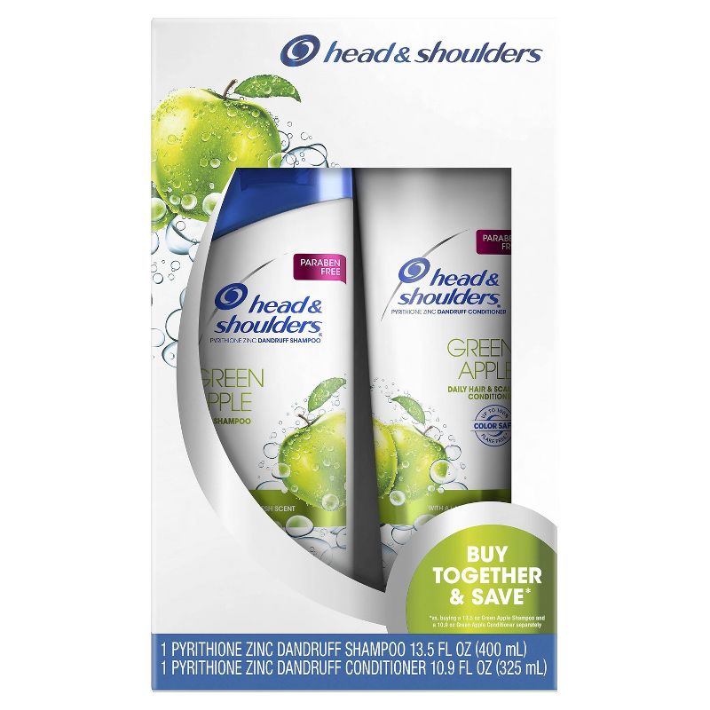 Head and Shoulders Green Apple Daily-Use Anti-Dandruff Paraben-Free Shampoo and Conditioner Bundle Pack