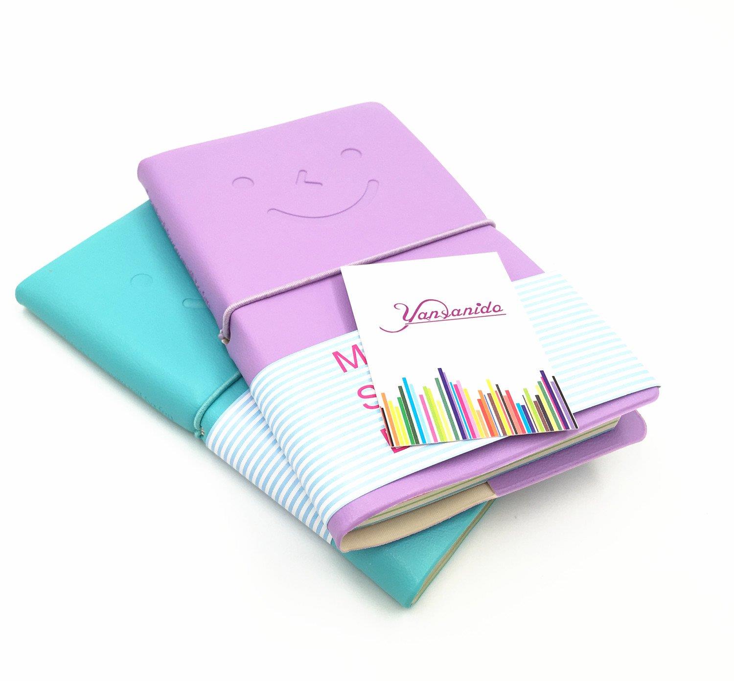 Pocket Notebook Set 4pcs of Pocket Super Mini Smiley Diary Notebooks Memo Note Book 5x3 Inch PU Leather Case Color Random (4 set)