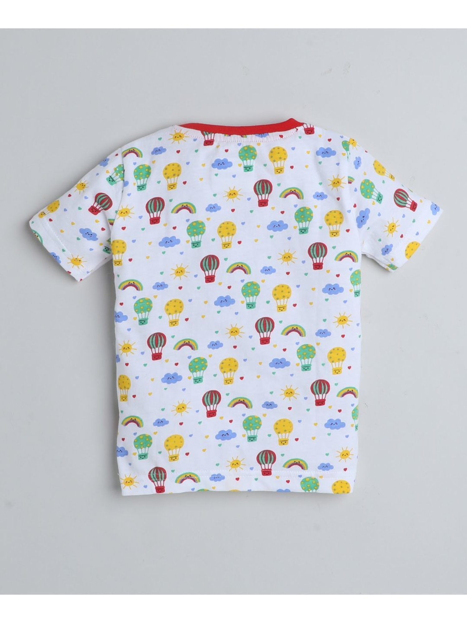 Bumzee Kids White & Red Printed T-Shirt with Shorts