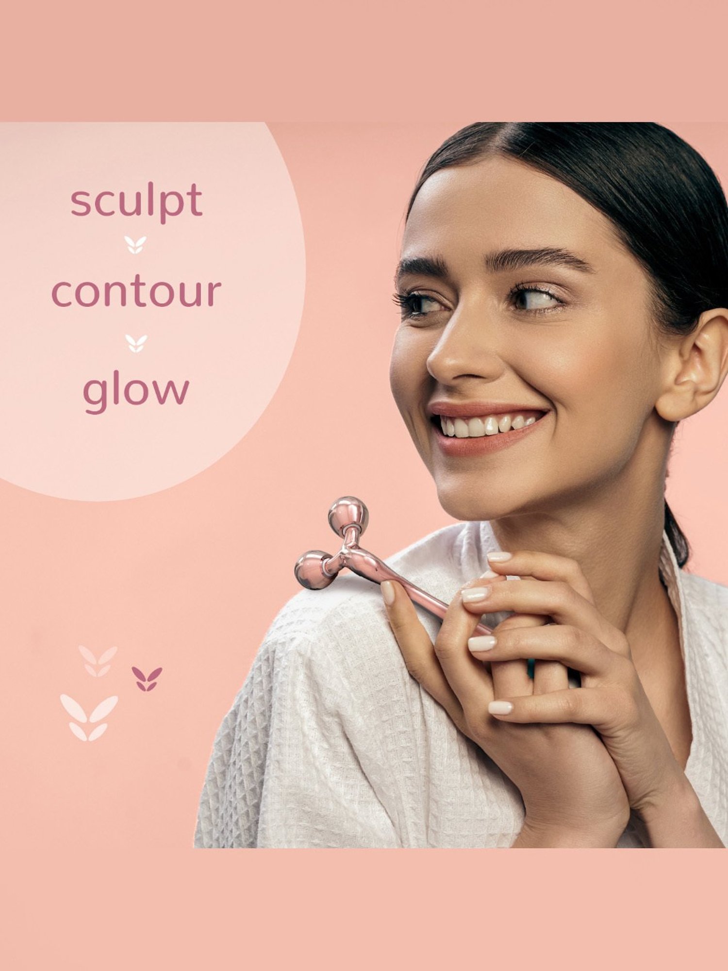 Caresmith Bloom Solid Metal Face Roller, Cooling Face Sculpting for Women (Rose Gold)