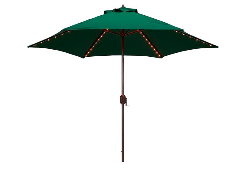 9' Round Lighted Patio Umbrella - Green