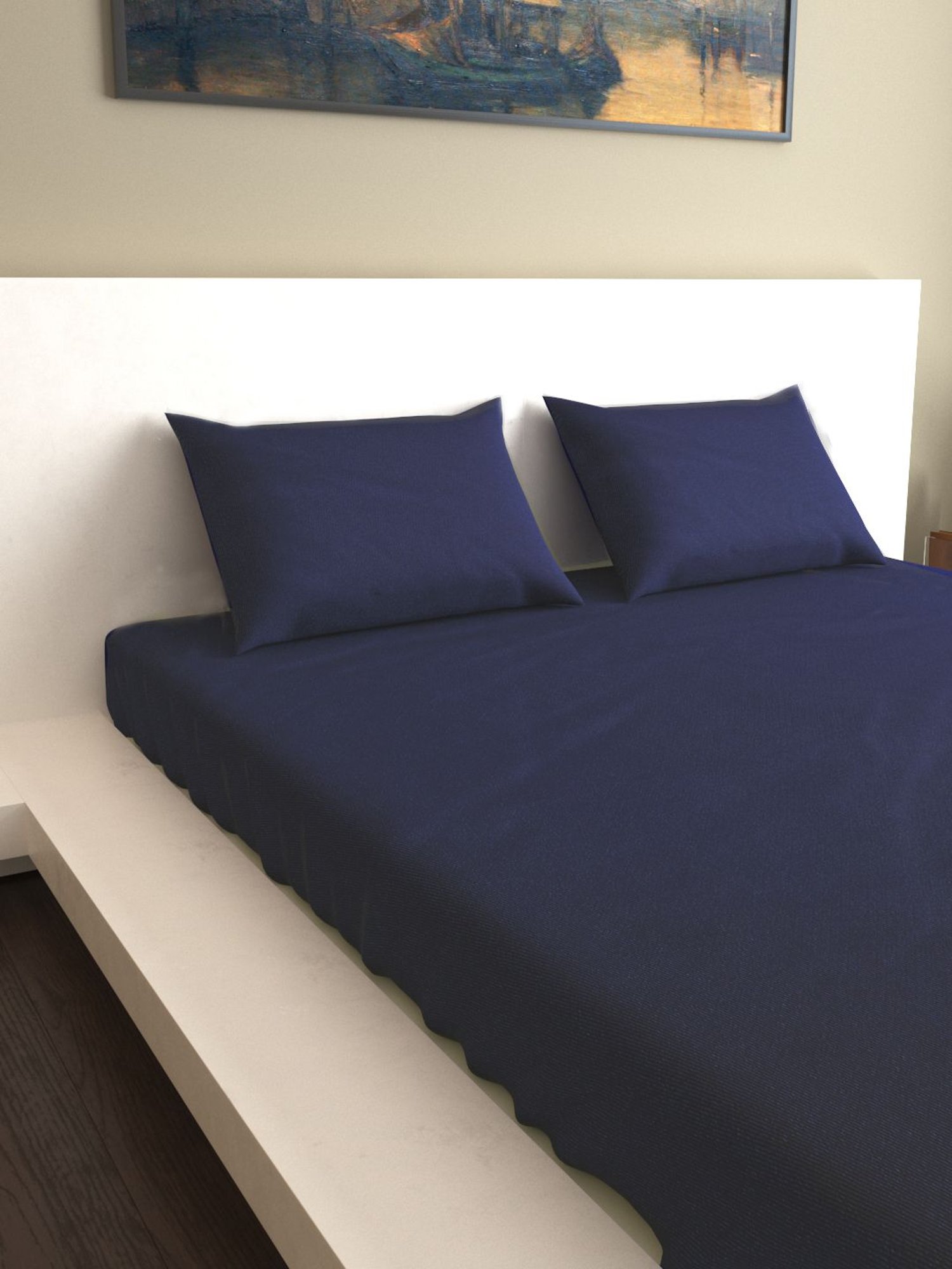 Mark Home Classic Sateen Navy Cotton 200 TC Bed Sheet Set