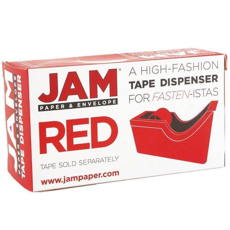 JAM Paper Stapler & Tape Dispenser Desk Set Red