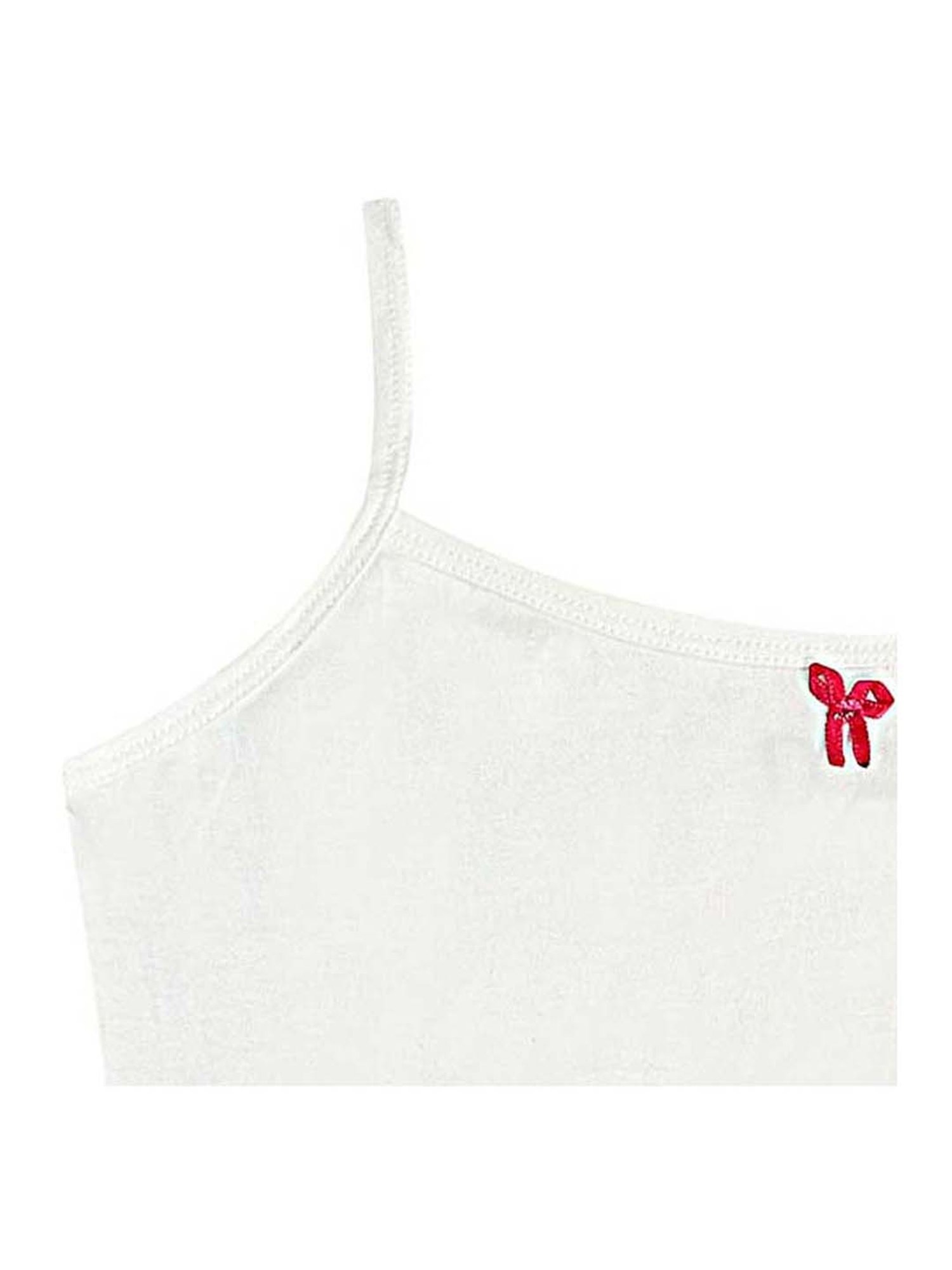 Tiny Bugs Kids White Cotton Camisoles - Pack of 3