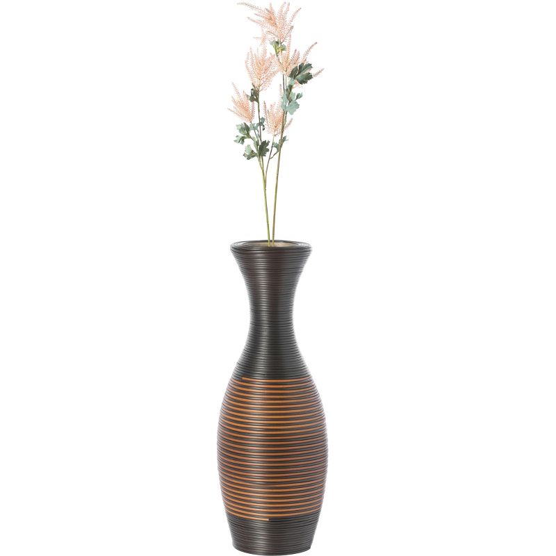 Uniquewise Artificial Rattan Decorative Tabletop Centerpiece Vase 23 Inch High, Black and Brown