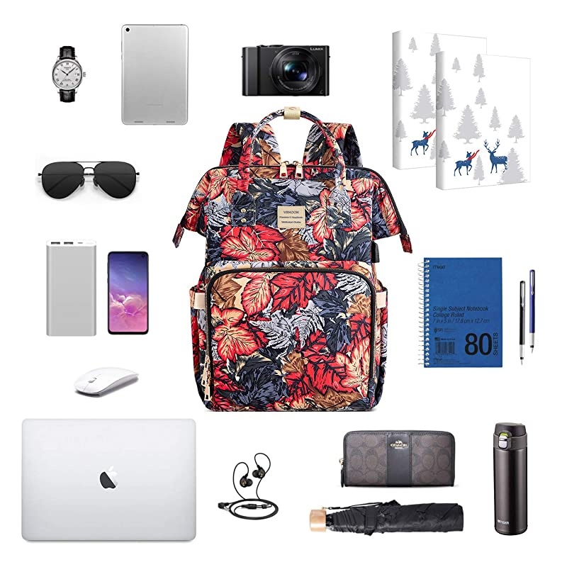 Laptop Backpack 156 Inch Wide Open Computer Backpack Water Resistant Travel Business Laptop Backpack College School Backpack Laptop Bag with USB Charging Port for Women GirlsFlower4