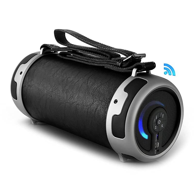 Portable Speaker Boombox Bluetooth Rechargeable Battery Digital Sound Amplifier SDFM Radio 21 Channel HiFi Active Stereo Speaker System Builtin Flashing LED Party LightsPBMSPG16 Black