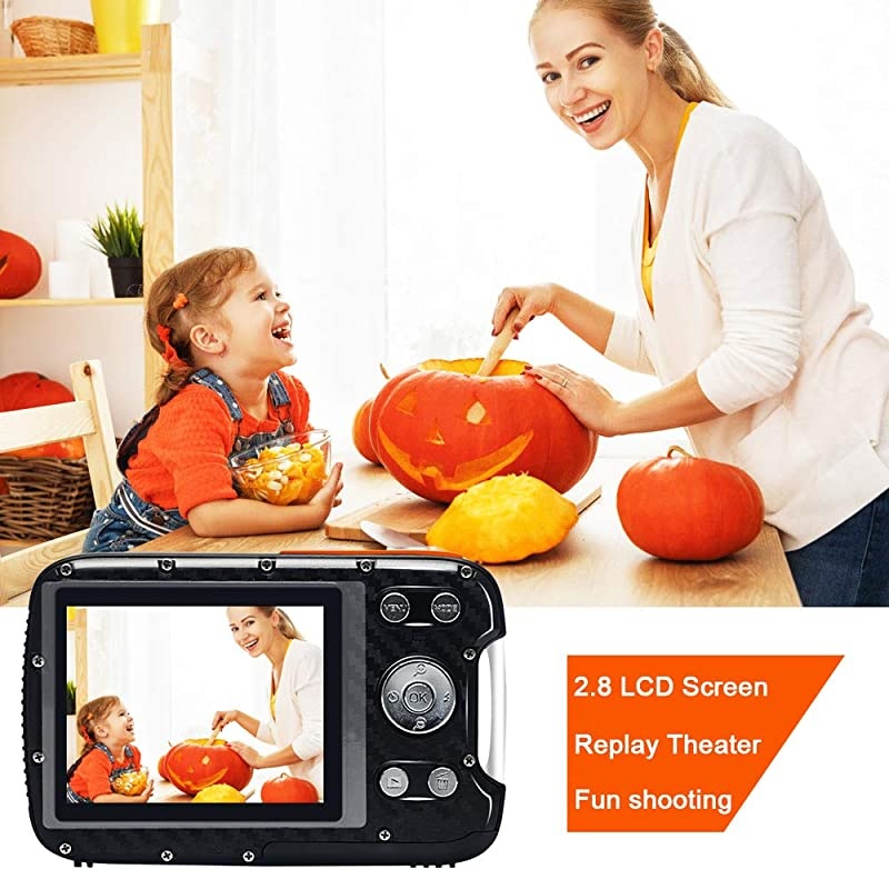 Waterproof Camera 21MP 1080P Underwater Digital Camera with Flash 28 Inch LCD Rechargeable HD Digital Camera for SnorkelingTravelSwimmingOrange 16G Card