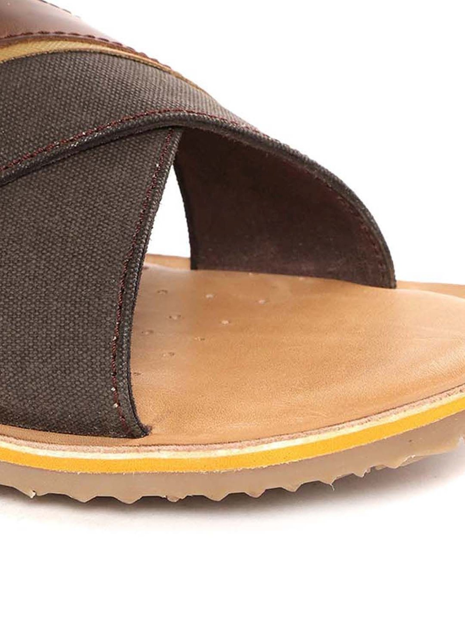 Geox Men's Coffee Brown Cross Strap Sandals