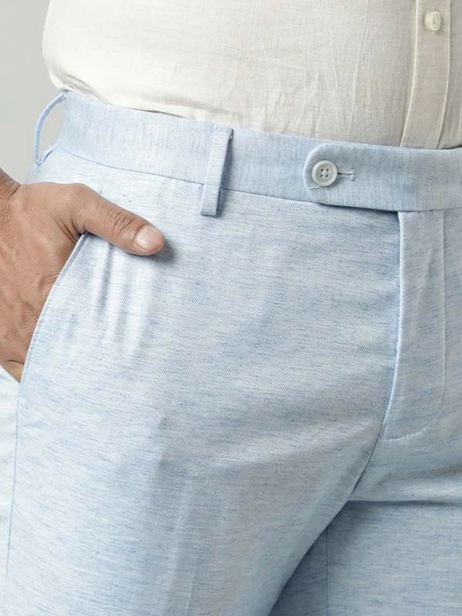 Indian Terrain Sky Tapered Fit Texture Trousers