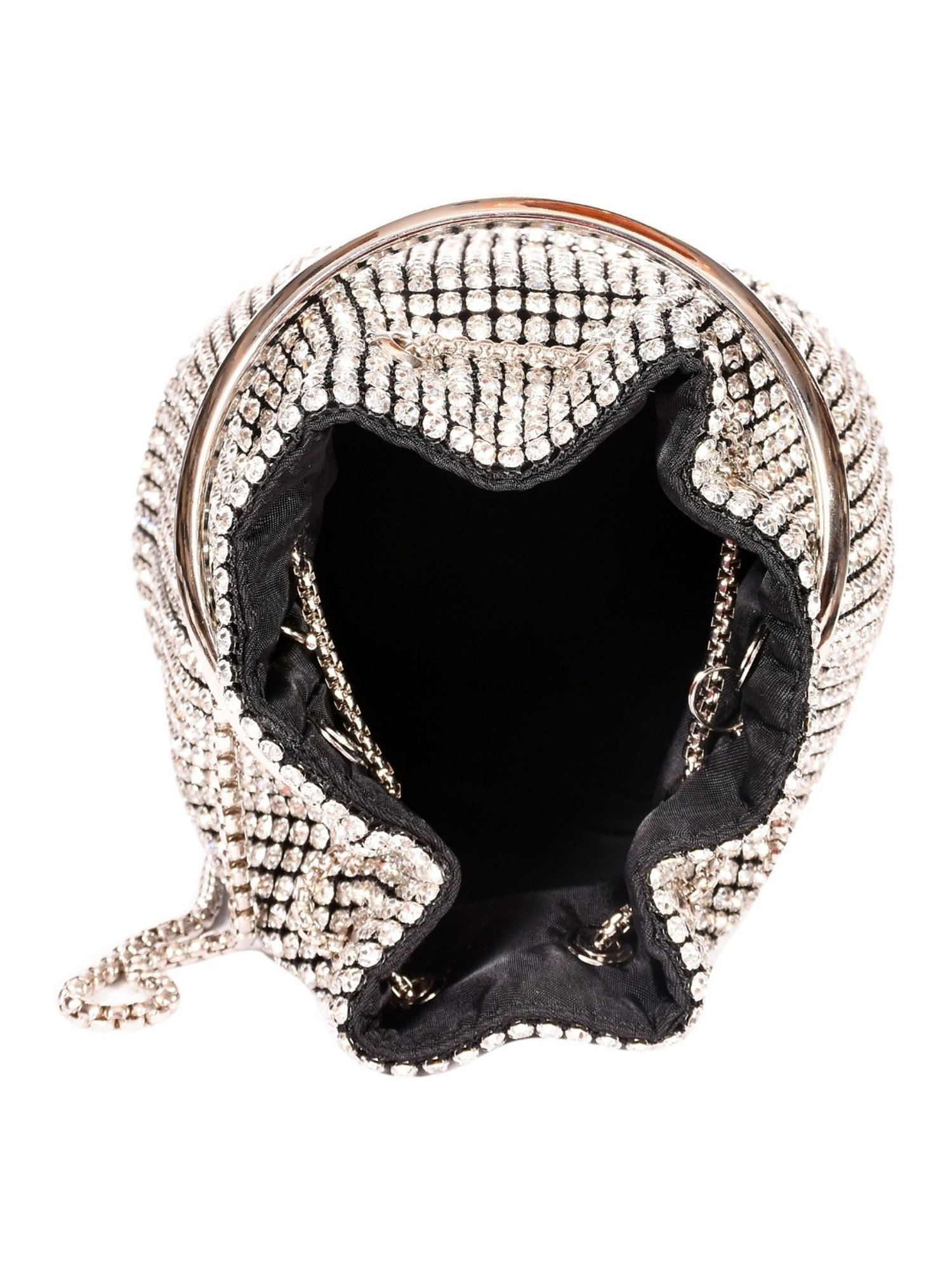 SASSORA RIM Silver Leather Embellished Handbag