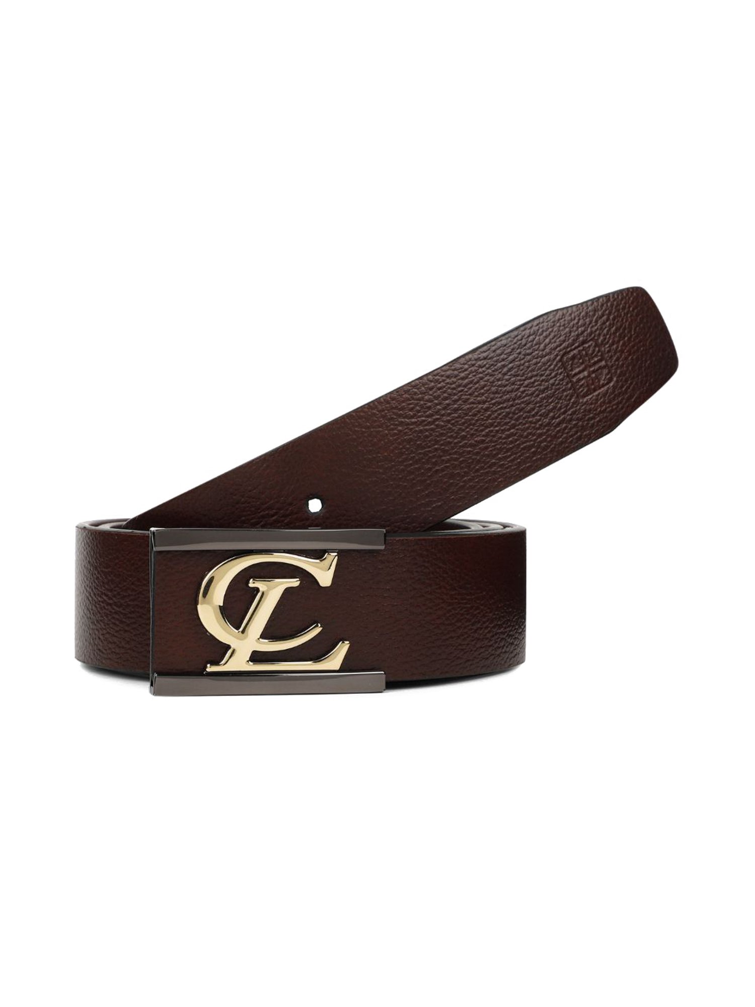 Carlton London Brown Leather Textured Casual Belt for Men