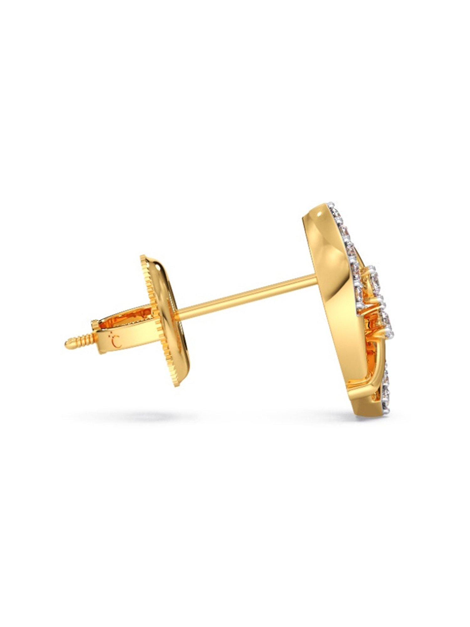 Candere by Kalyan Jewellers Peacock Collection 18k Yellow Gold Diamond Stud Earrings for Women