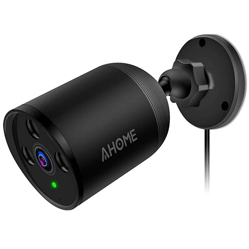 A1 Outdoor Security Camera with Motion Detection, HD 1080P Night Vision, 2-Way Audio, Deterrent Alarm, IP66 Waterproof, 2.4G WiFi/Ethernet, Cloud Storage/SD Card Slot, Power Adapter - Black