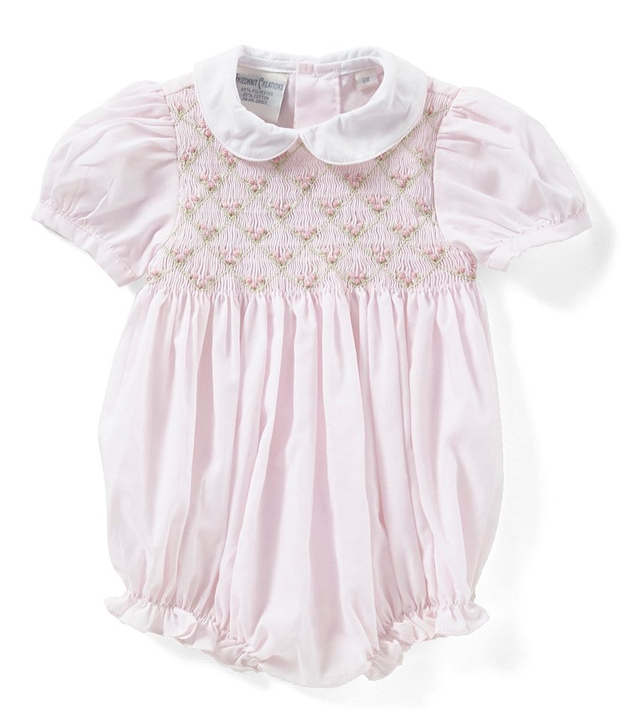 Friedknit Creations Baby Girl 3-9 Months Floral Smock Romper