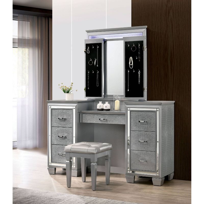 2pc Mallery Vanity Set with Stool Silver - HOMES: Inside + Out