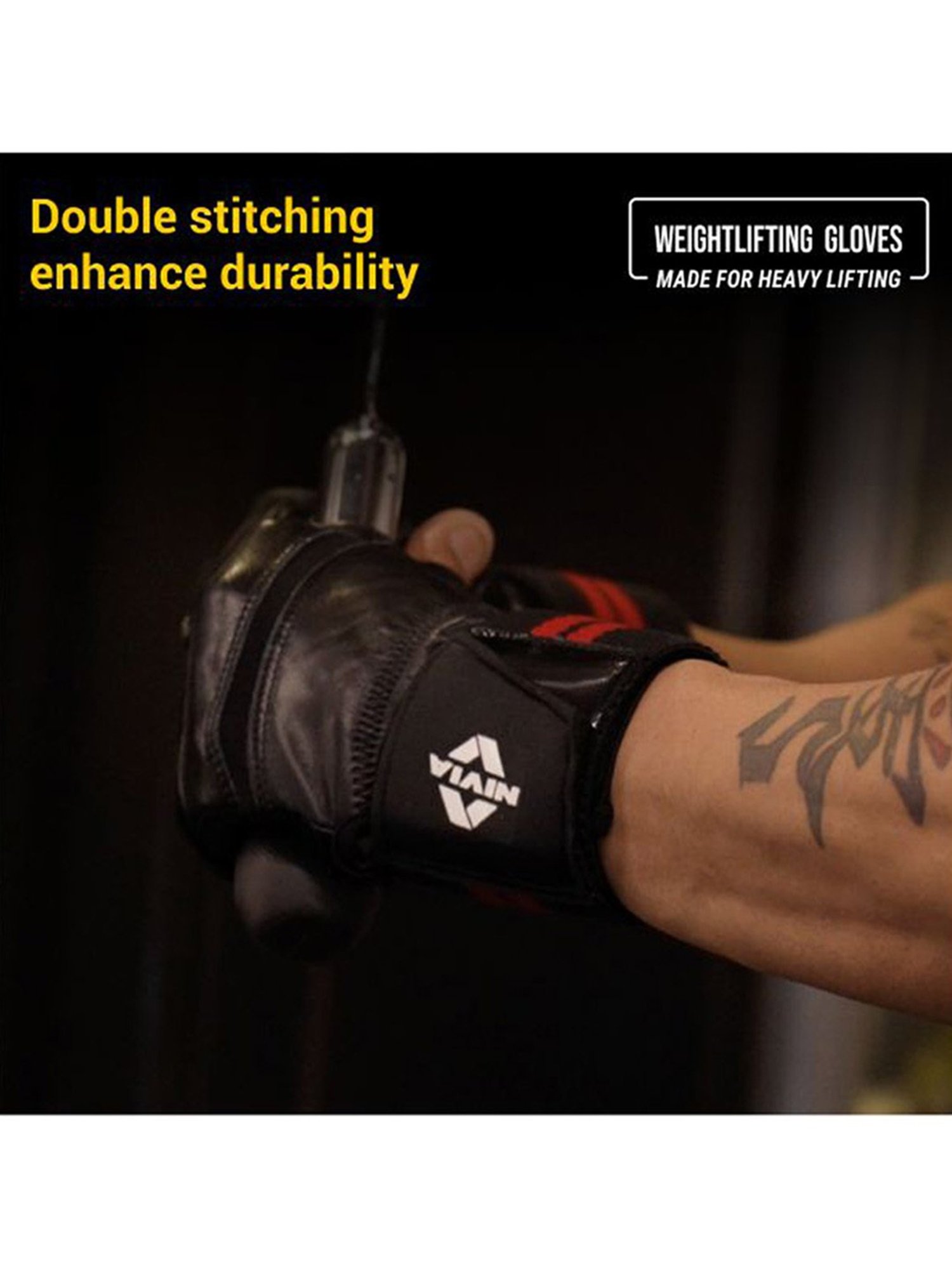 Protoner Gym Gloves with Padded Palm and Wrist Support (Black)