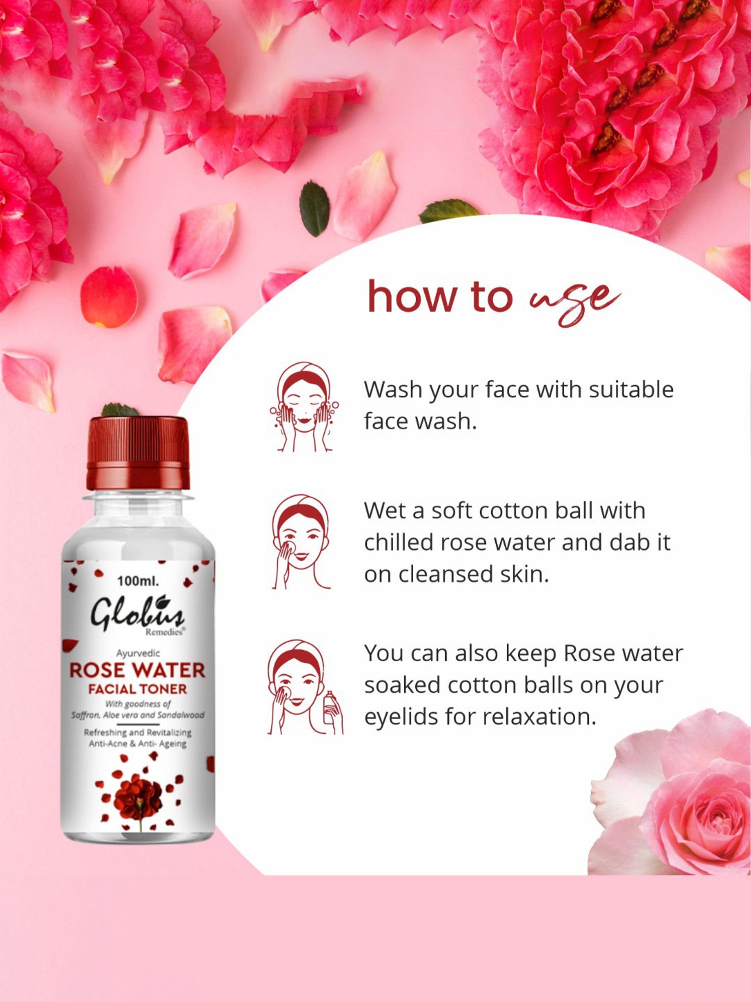 Globus Remedies Ayurvedic Rose Water Facial Toner - Pack of 2