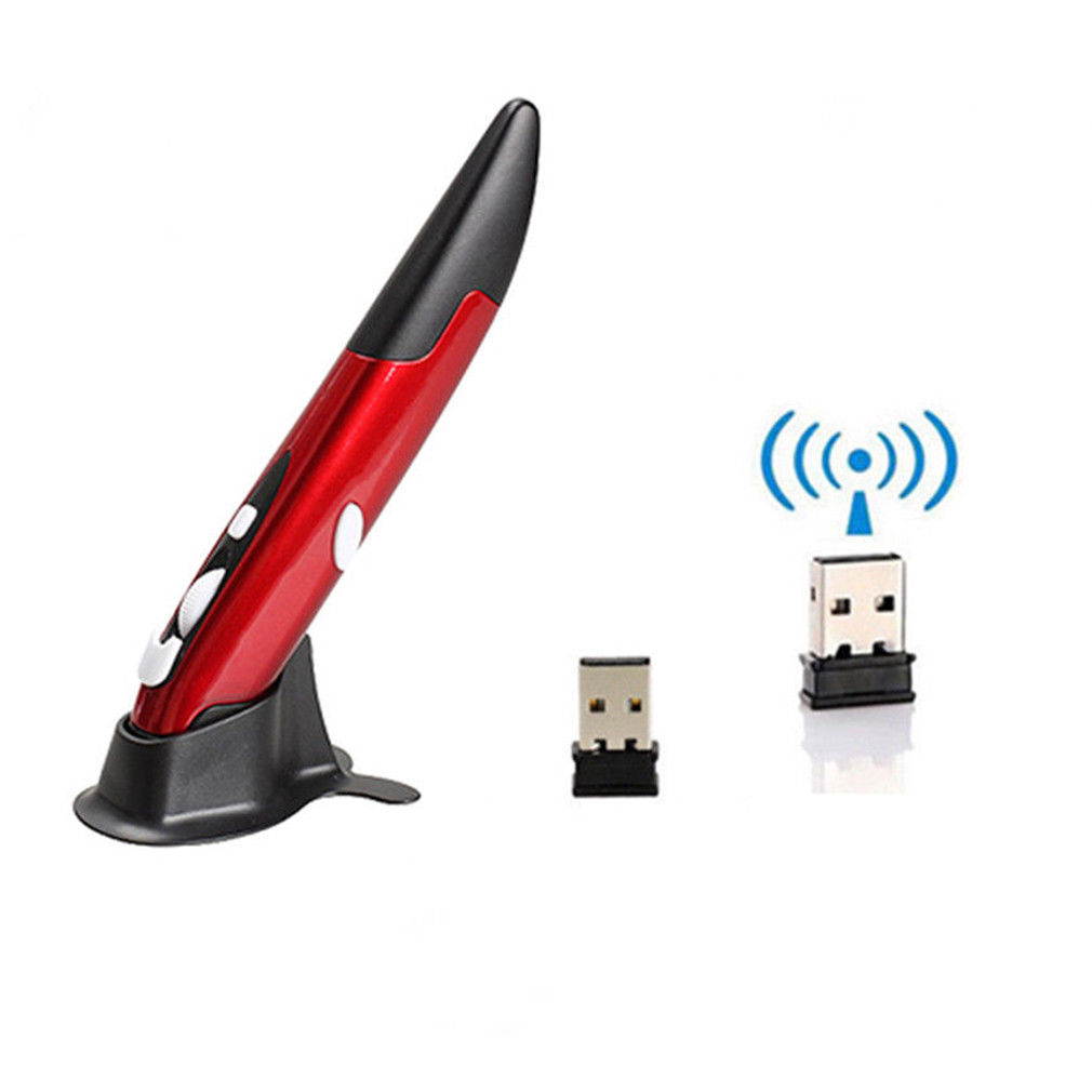 Red 2.4G USB Portable Handheld Wireless Optical Trackball Pen Mouse Laptop PC