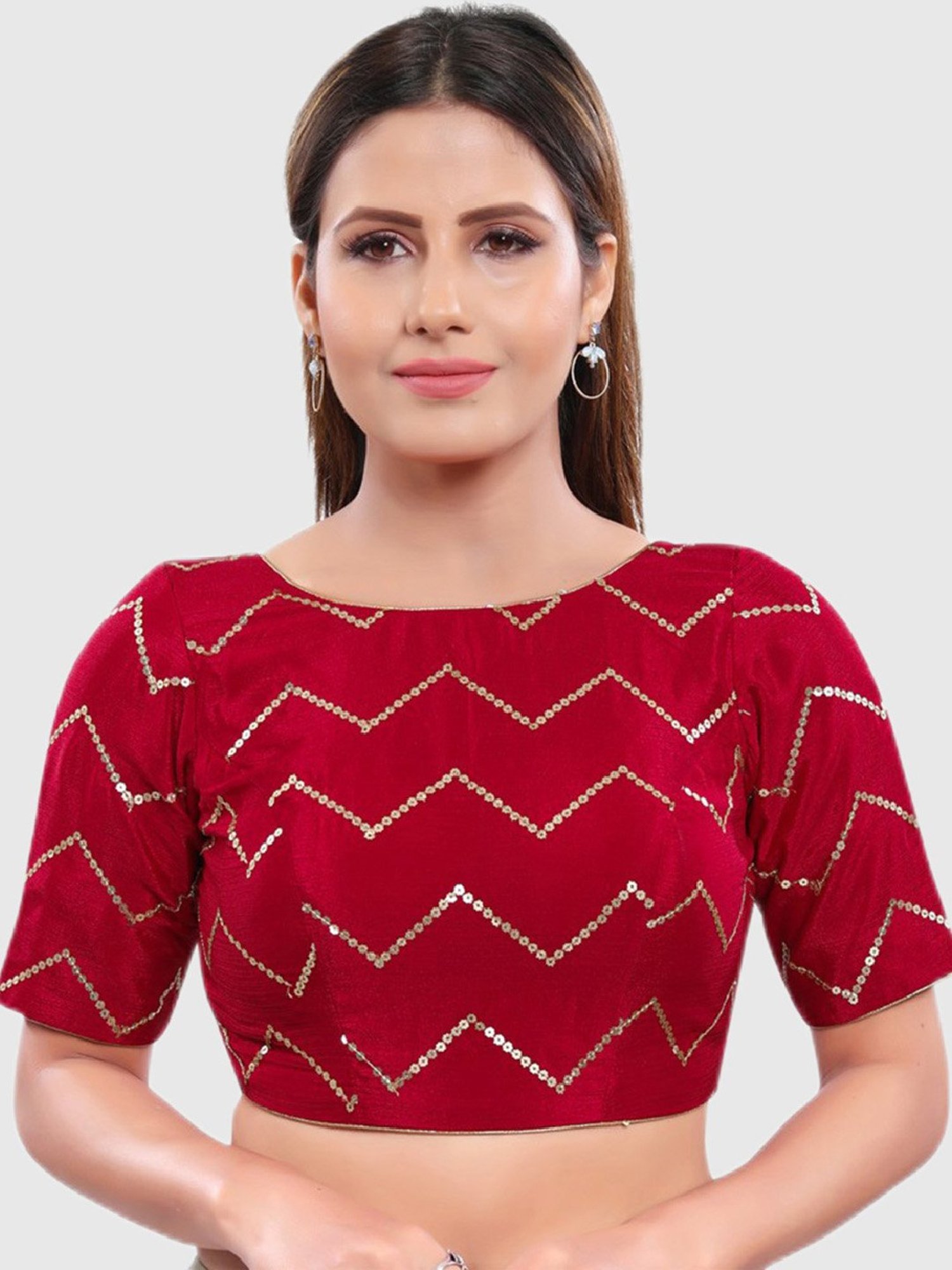 Salwar Studio Red Embellished Blouse
