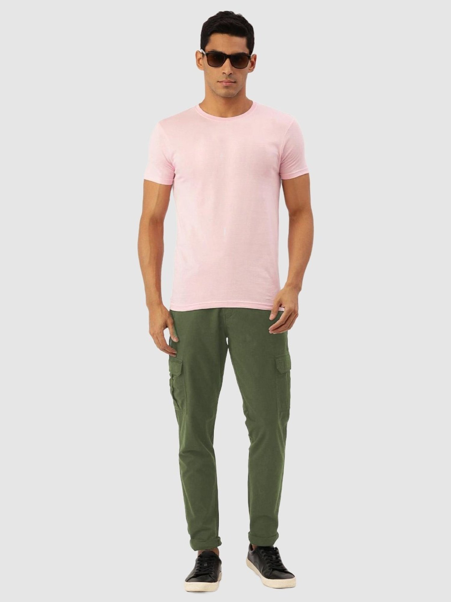 WES Casuals by Westside Olive Relaxed-Fit Mid-Rise Cotton Blend Joggers