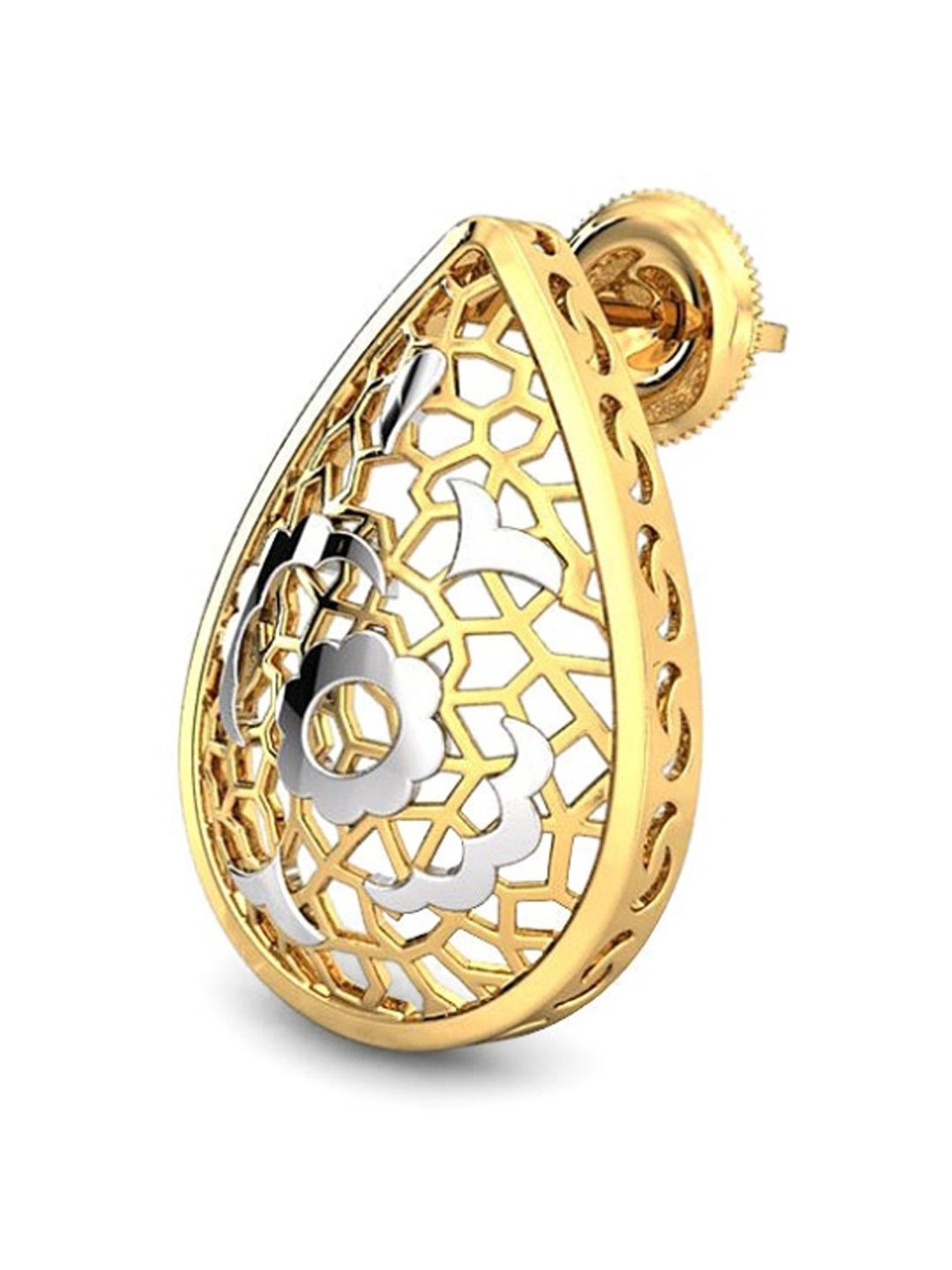 Candere by Kalyan Jewellers Peacock Collection 18k Yellow Gold Stud Earrings for Women