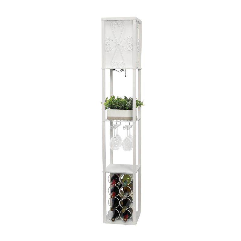 Etagere Storage Shelf Floor Lamp with Linen Shade White - Simple Designs