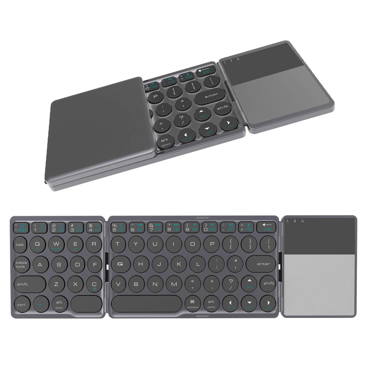 Foldable Bluetooth Keyboard with Touchpad - Samsers Portable Wireless Keyboard with Stand Holder, Rechargeable Full Size Ultra Slim Pocket Folding Keyboard for Android Windows IOS Tablet & Laptop