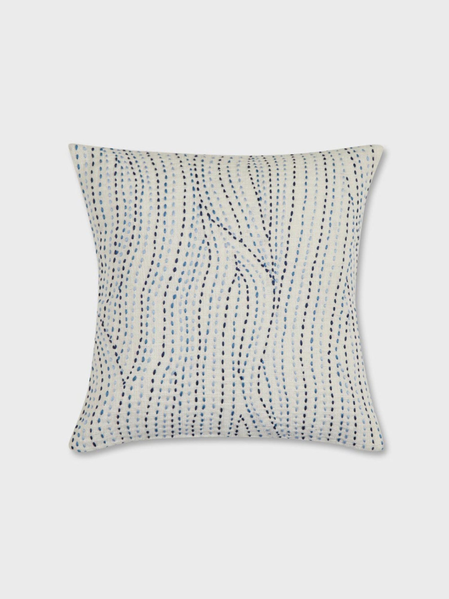 Fabindia White & Blue Cotton 60 TC 360 GSM Padam Cushion Cover
