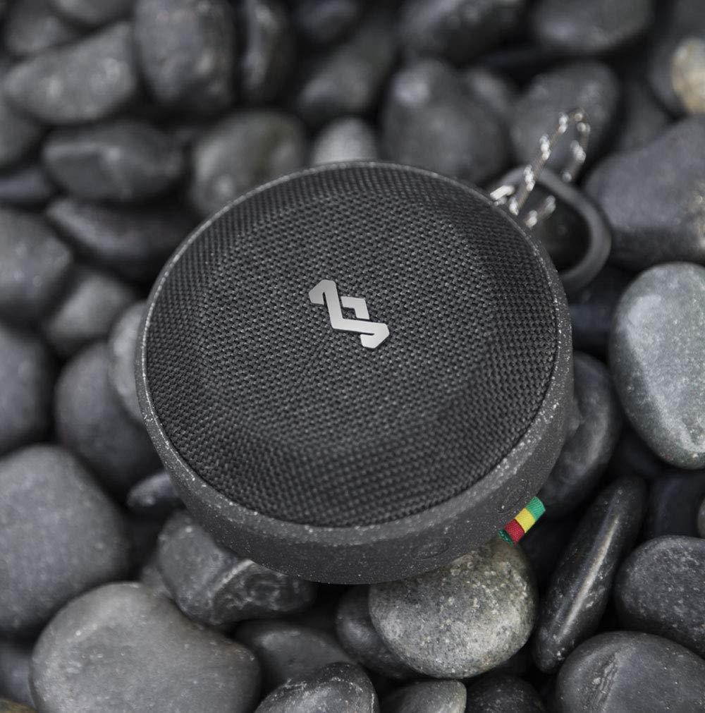 House of Marley, No Bounds Outdoor Speaker | 10-Hour Battery, Water & Dust-Proof (IP67), Buoyant, Carabiner, Quick Charge, Charging Cable, Aux-In, Wireless Dual Speaker Pairing, Speaker phone | Black