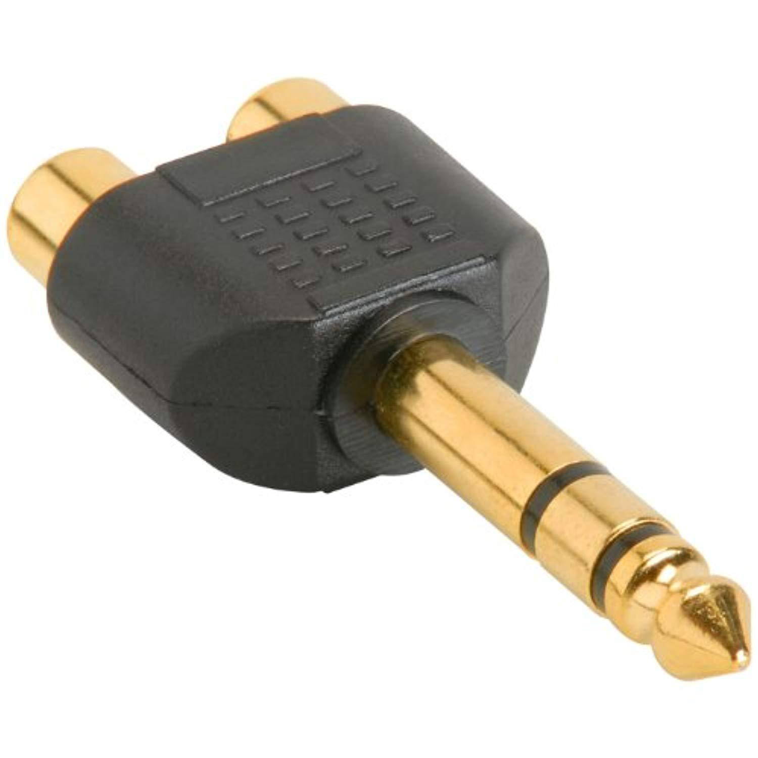 parts express 1/4" stereo male to 2 rca female y adapter plug